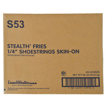 Lamb Weston 1/4" Skin On Stealth Shoestring French Fries 6lb