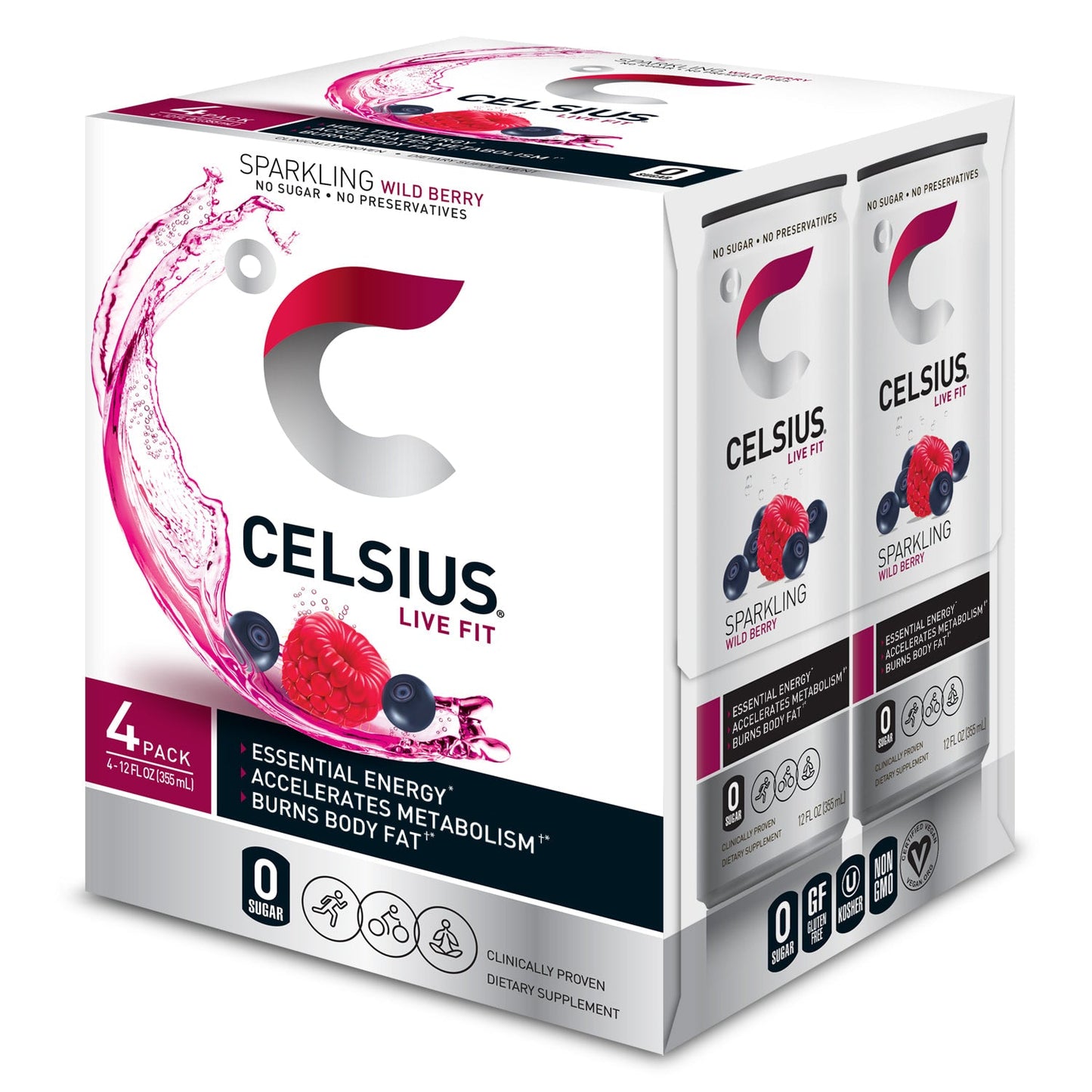 Celsius 6/4Pk 12 Oz Sparkling Wild Berry