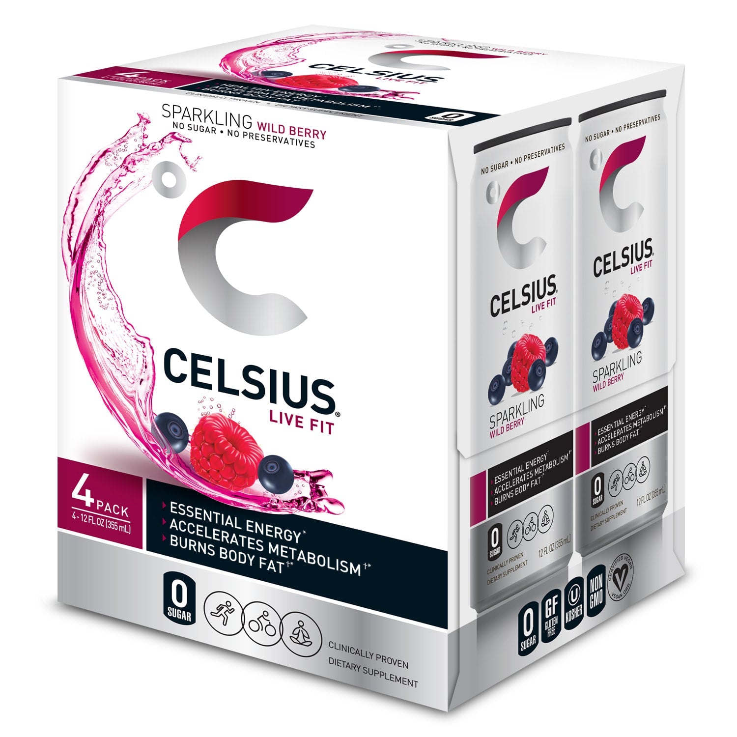 Wholesale Celsius 6/4Pk 12 Oz Sparkling Wild Berry-24 Ct Case Bulk