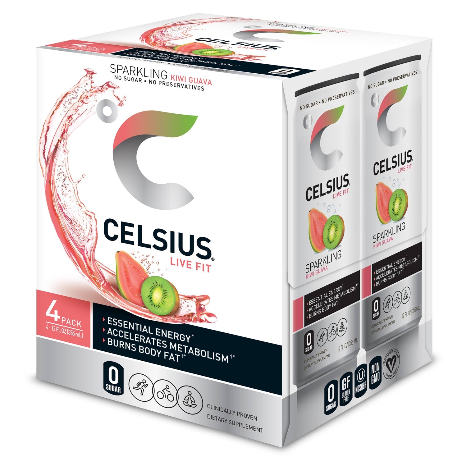 Wholesale Celsius 6/4Pk 12 Oz Sparkling Kiwi Guava-24 Ct Case Bulk