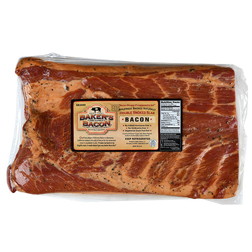 Wholesale Baker's Bacon Dry Cured Double-Smoked Bacon Slab 7 lb Bag-2ct Case Bulk