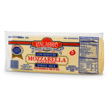 Calabro Whole Milk Mozzarella Cheese Loaf 5lb