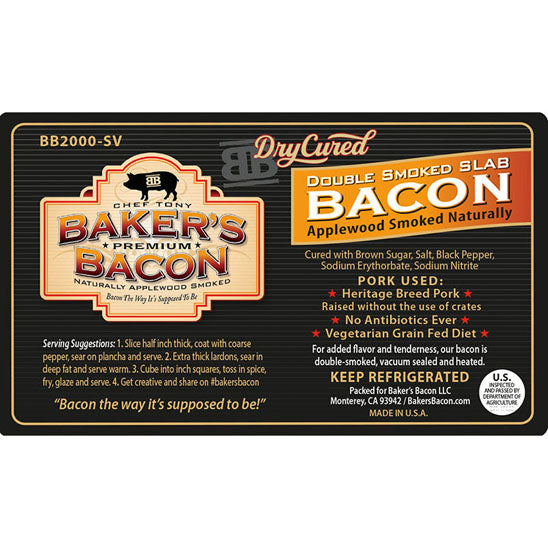 Wholesale Baker's Bacon Sous Vide Applewood Smoked Bacon 6 lb Bag-2ct Case Bulk