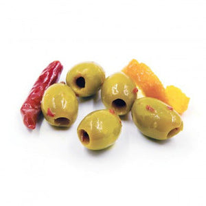 Wholesale Divina Tangerine & Chili Marinated Pitted Green Olives 7.4lb-2ct Case Bulk