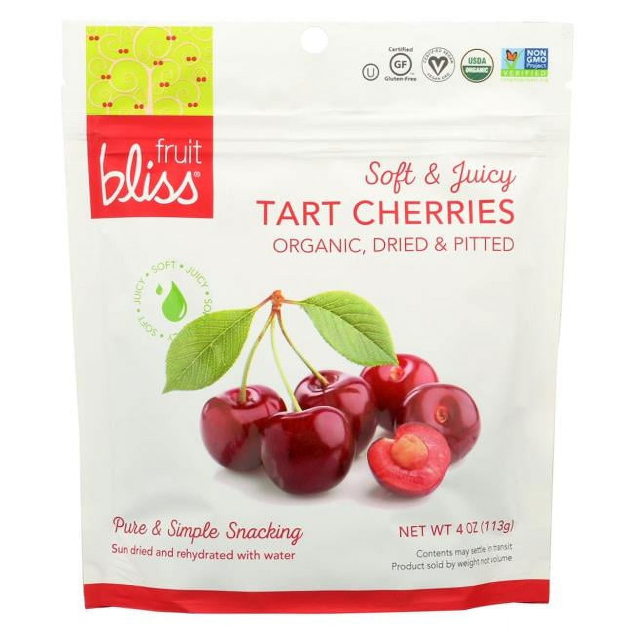 Fruit Bliss Organic Tart Dried Cherries 4 Oz Pouch