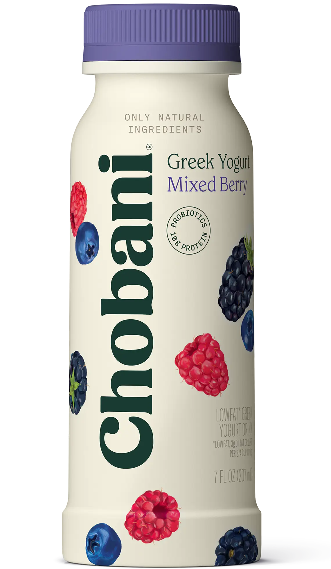 Chobani Low Fat Greek Yogurt Drink Mixed Berry 7 Fl Oz Bottle 