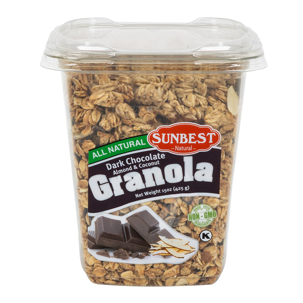 Wholesale Sunbest Dark Chocolate Almond Coconut All Natural Granola 16 Oz Tub- Bulk