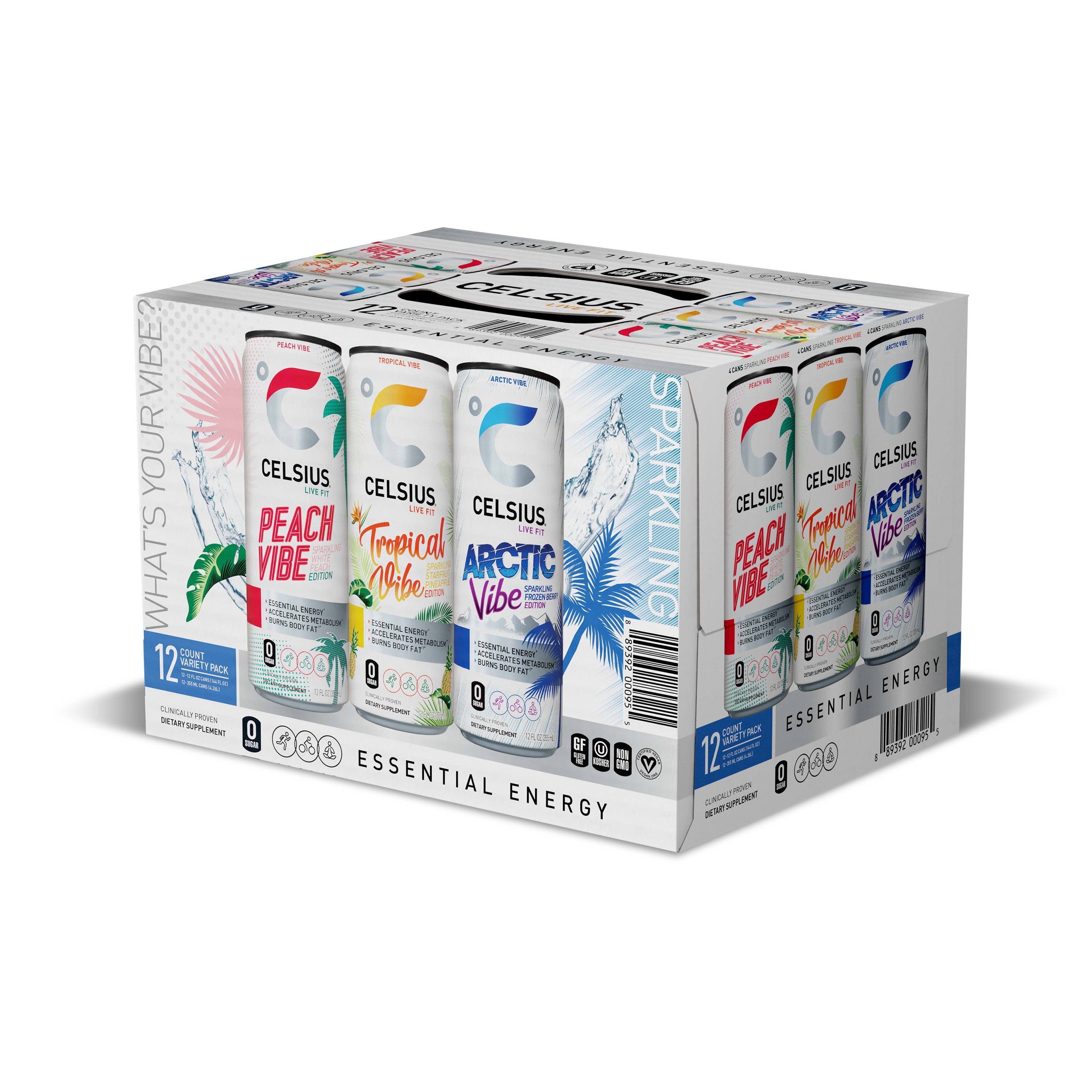 Wholesale Celsius 2/12Pk 12 Oz Vibe Variety Pack-24 Ct Case Bulk