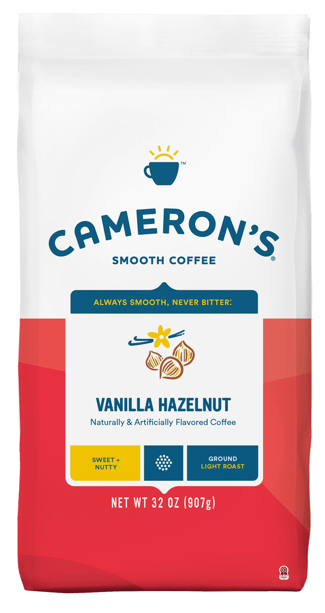 Cameron's Specialty Coffee Light Roast Ground Coffee Beans Vanilla Hazelnut 32 oz Bag
