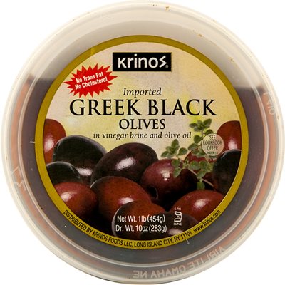 Krinos Greek Black Olives 16Oz Cup