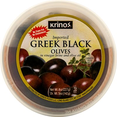 Krinos Greek Black Olives 8Oz Cup