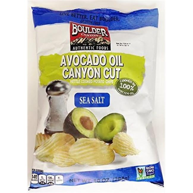 Boulder Canyon Avocado Oil Canyon Cut Kettle Cooked Potato Chips - Sea Salt 10 oz Bag