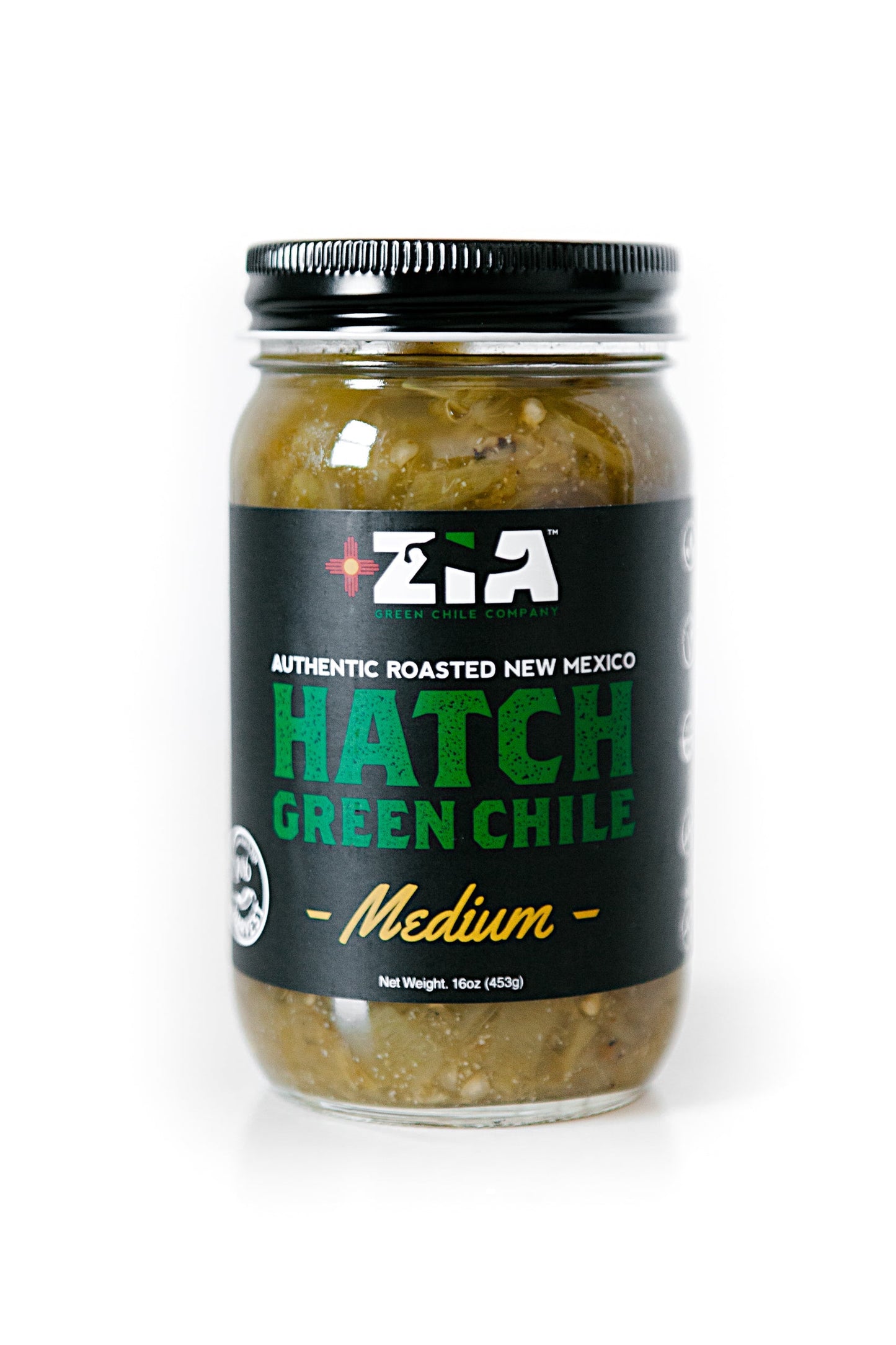 Wholesale Zia™ Roasted Medium Hatch Green Chile 16 oz Jar- Bulk