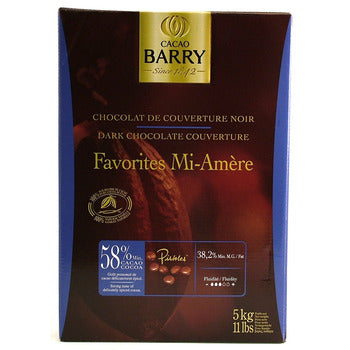 Cacao Barry Favorites Mi-Amere 58% Dark Chocolate Couverture 5kg