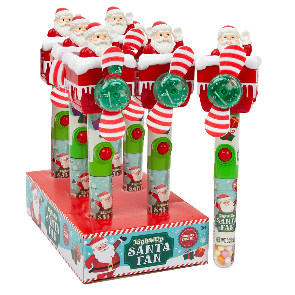 Wholesale Christmas Light Up Santa Candy Fan 0.28 Oz-18ct Case Bulk