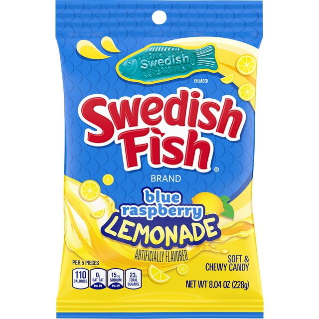 Swedish Fish Blue Raspberry Lemonado Candy 8.04 Oz Bag