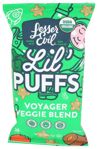 Lesser Evil Organic Veggie Blend Lil Puffs 2.5 oz Bag