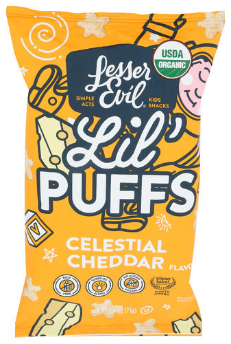 LesserEvil Organic Lil Puffs Non-Dairy Cheddar 2.5 oz