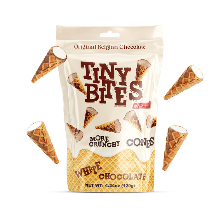 Wholesale BeeMax Tiny Bites Waffle Mini Cones with Belgian White Chocolate – 4.24 oz- Bulk