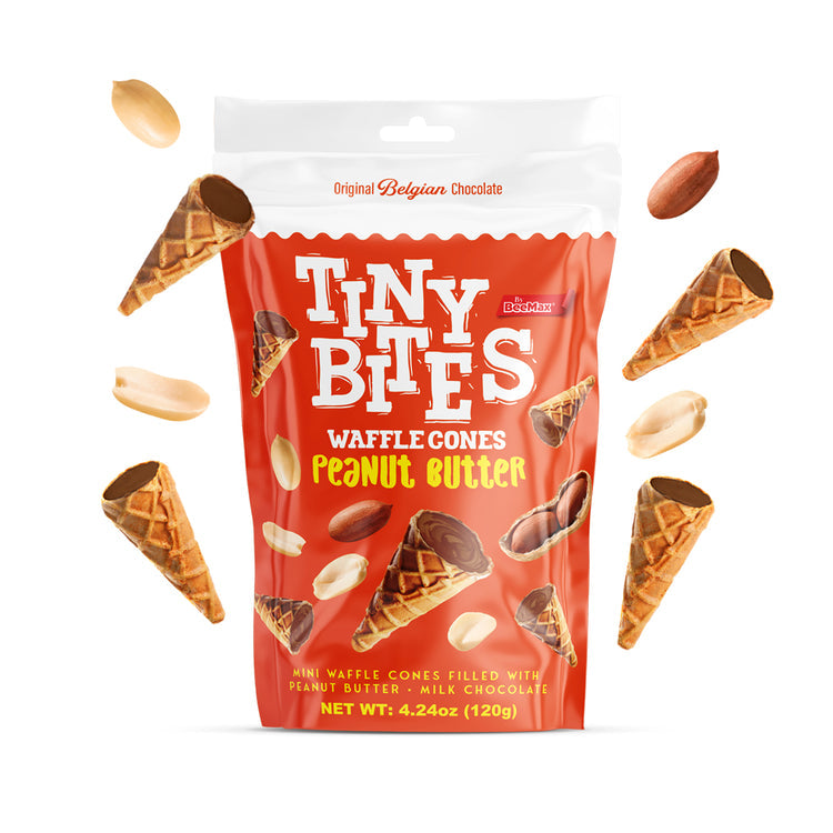 Wholesale BeeMax Tiny Bites Milk Chocolate Waffle Cones with Peanut Butter – 4.24 oz- Bulk