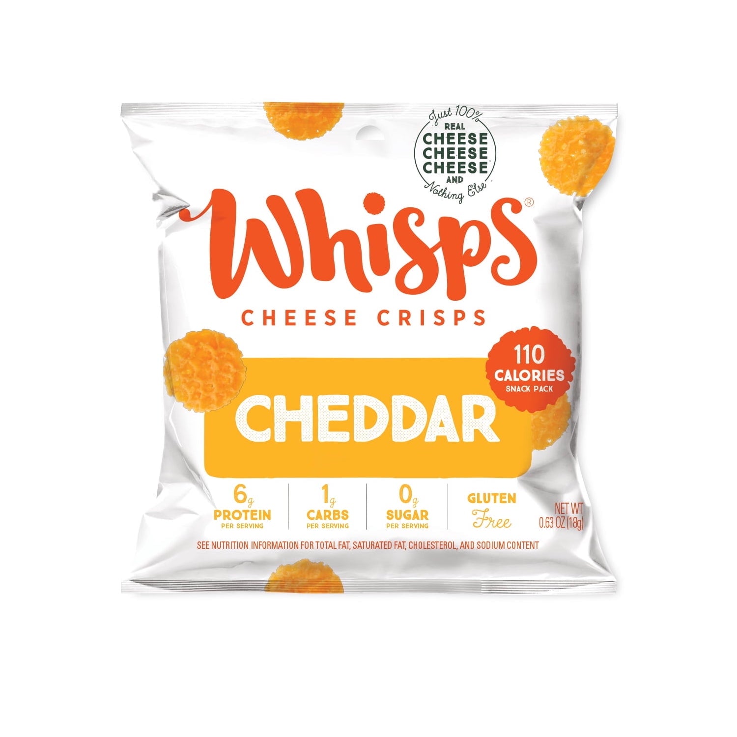 Whisps Cheedar Cheese Crisps 0.63 Oz Bag