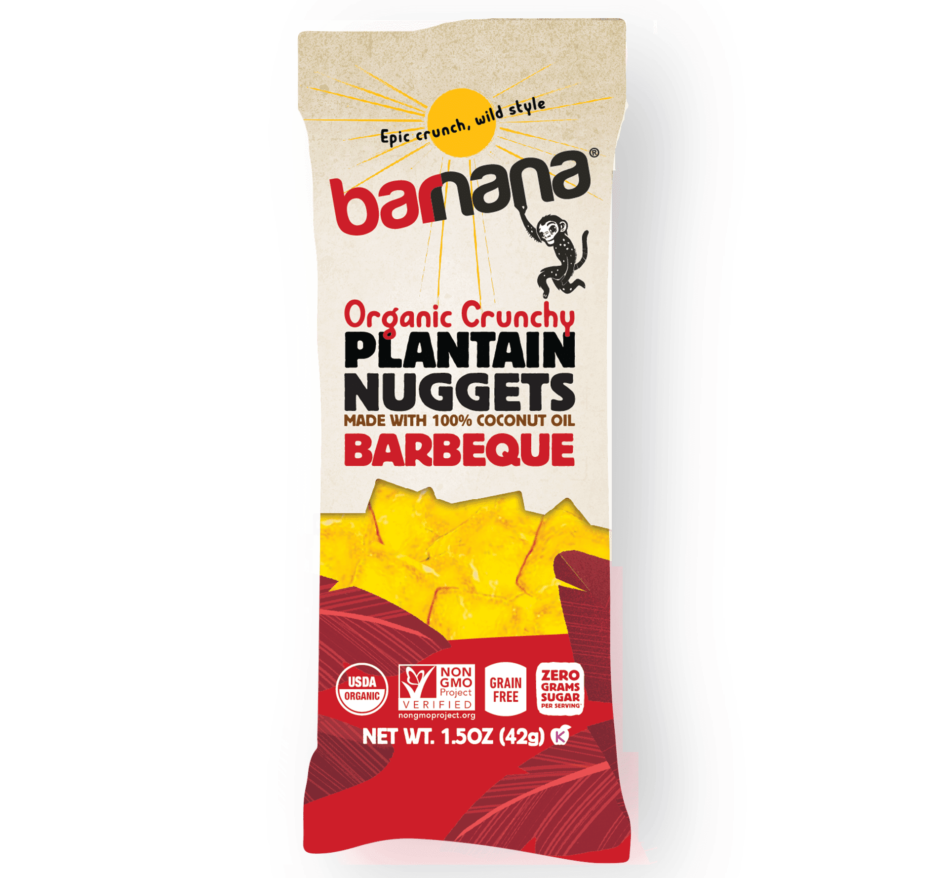 Barnana BBQ Organic Plantain Nuggets 4 oz Bag