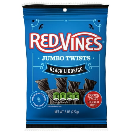 Wholesale Red Vines Black Licorice Jumbo Twists Hanging Bag 8oz Bulk