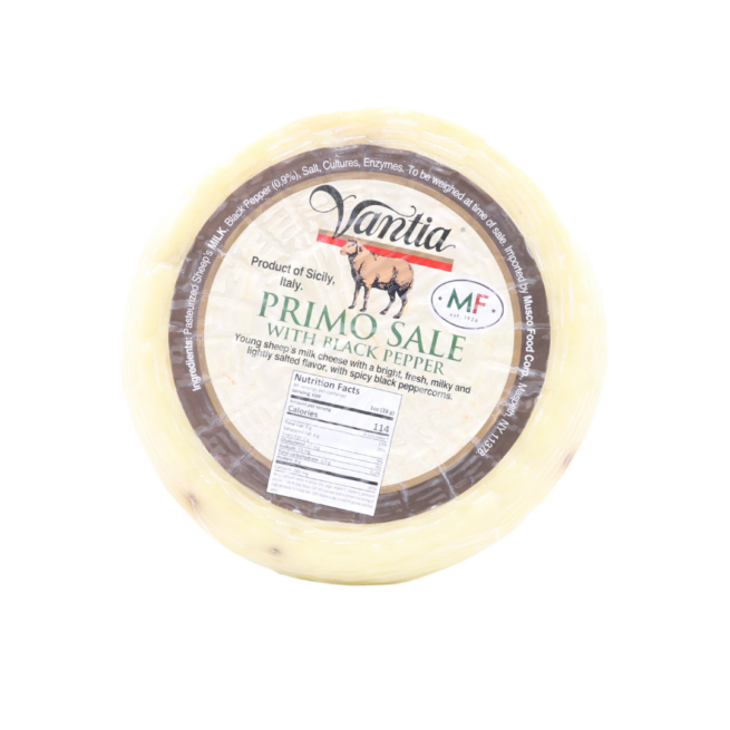 Wholesale Vantia Primo Sale with Black Pepper Cheese 7.5 LB-1ct Case Bulk