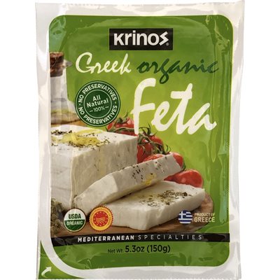 Krinos Greek Organic Feta Cheese 5.3oz (150g) vac packs