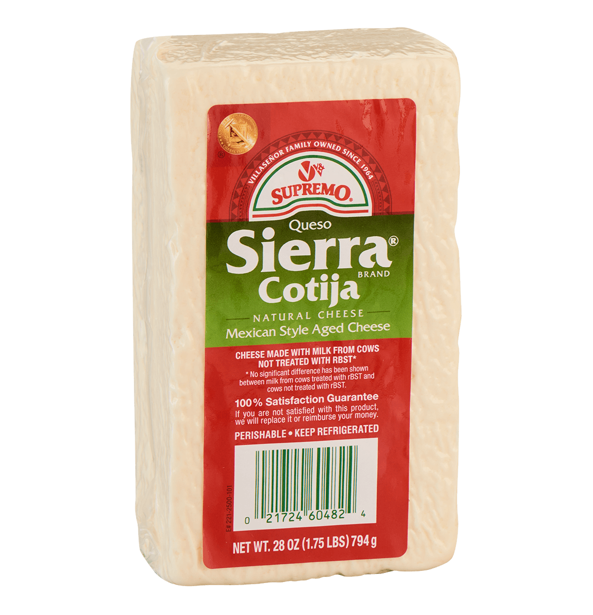 Wholesale V&V Supremo Cotija Cheese Block-3.5 LB Bulk