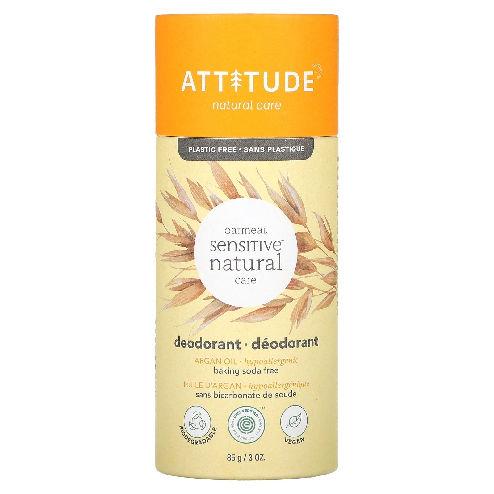 Attitude® Oatmeal Sensitive Baking Soda Free Deodorant With Argan Oil Stick