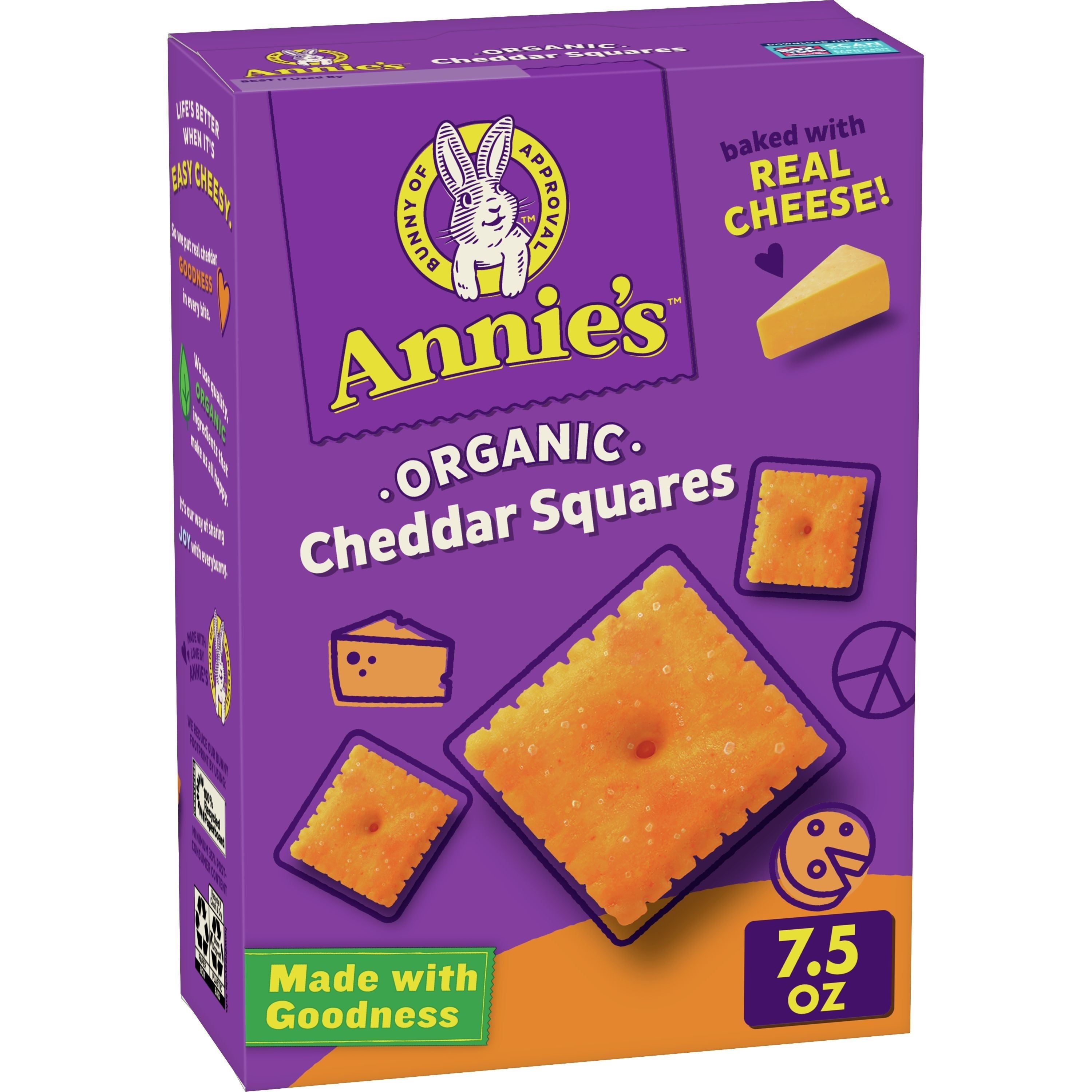 Annies Homegrown Cheedar Squares Crackers 7.5 Oz Box
