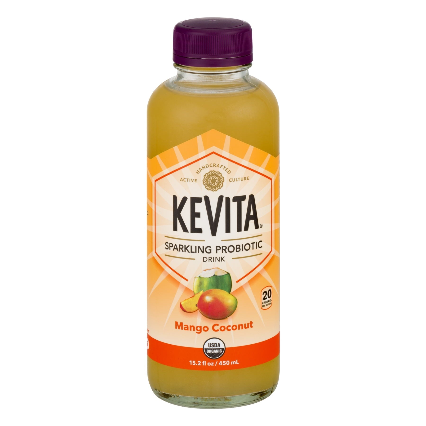 KeVita Sparkling Probiotic Drink Mango Coconut 15.2 Fl Oz