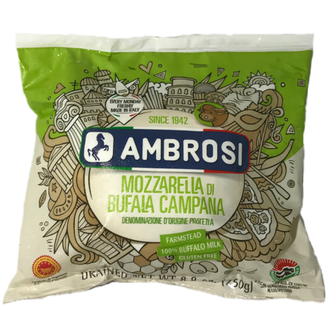 Wholesale Ambrosi Buffalo Mozzarella D.O.P. Cheese 8.8 OZ-8ct Case Bulk