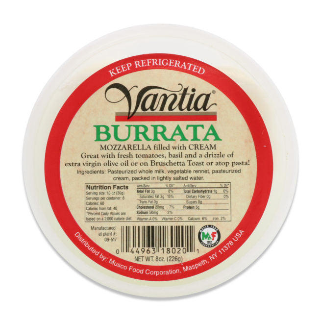 Wholesale Vantia Burrata Cheese 8 oz- Bulk