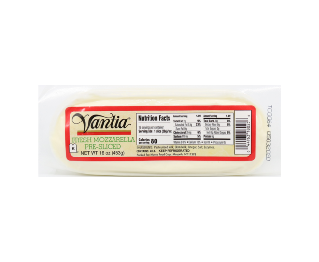 Wholesale Vantia Pre-Sliced Fresh Mozzarella Log Cheese 1 LB-6ct Case Bulk