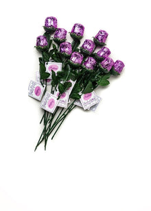 Wholesale Madelaine Chocolate ½ Oz. Lavender Sweet Heart Roses (9½")- Bulk