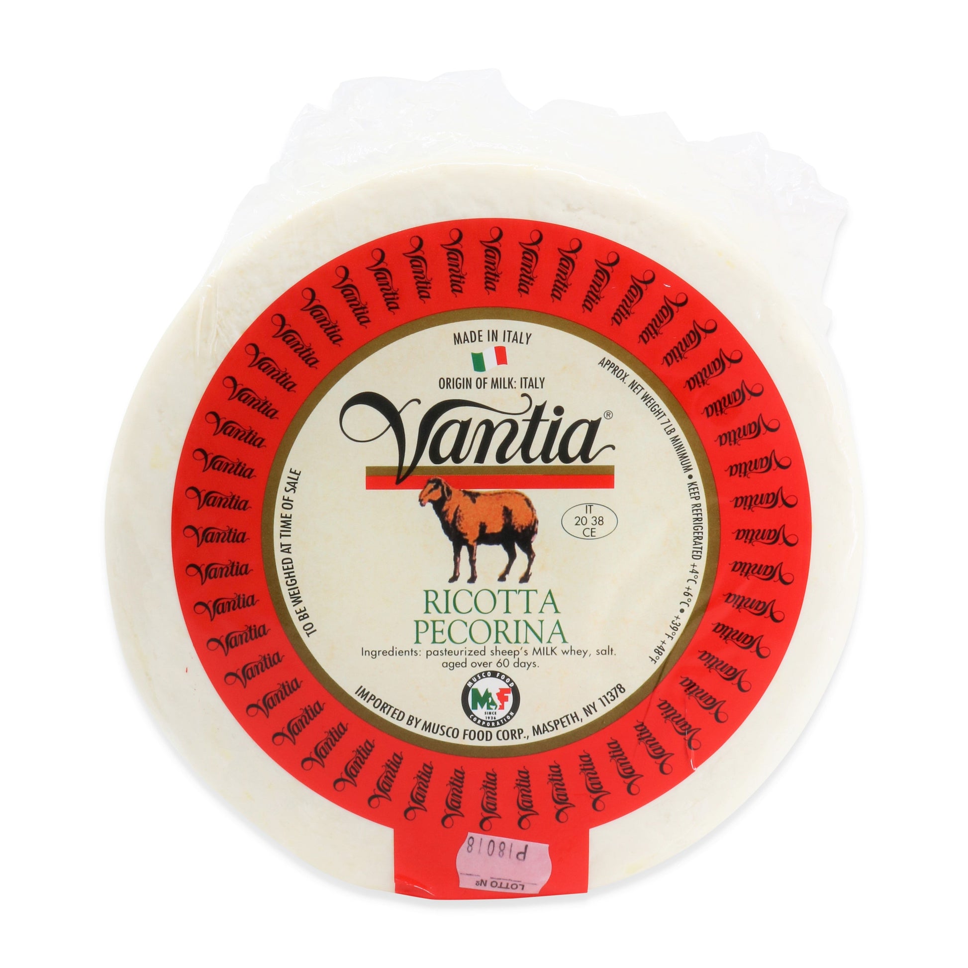 Wholesale Vantia Ricotta Salata for Eating Cheese 8 lb- Bulk