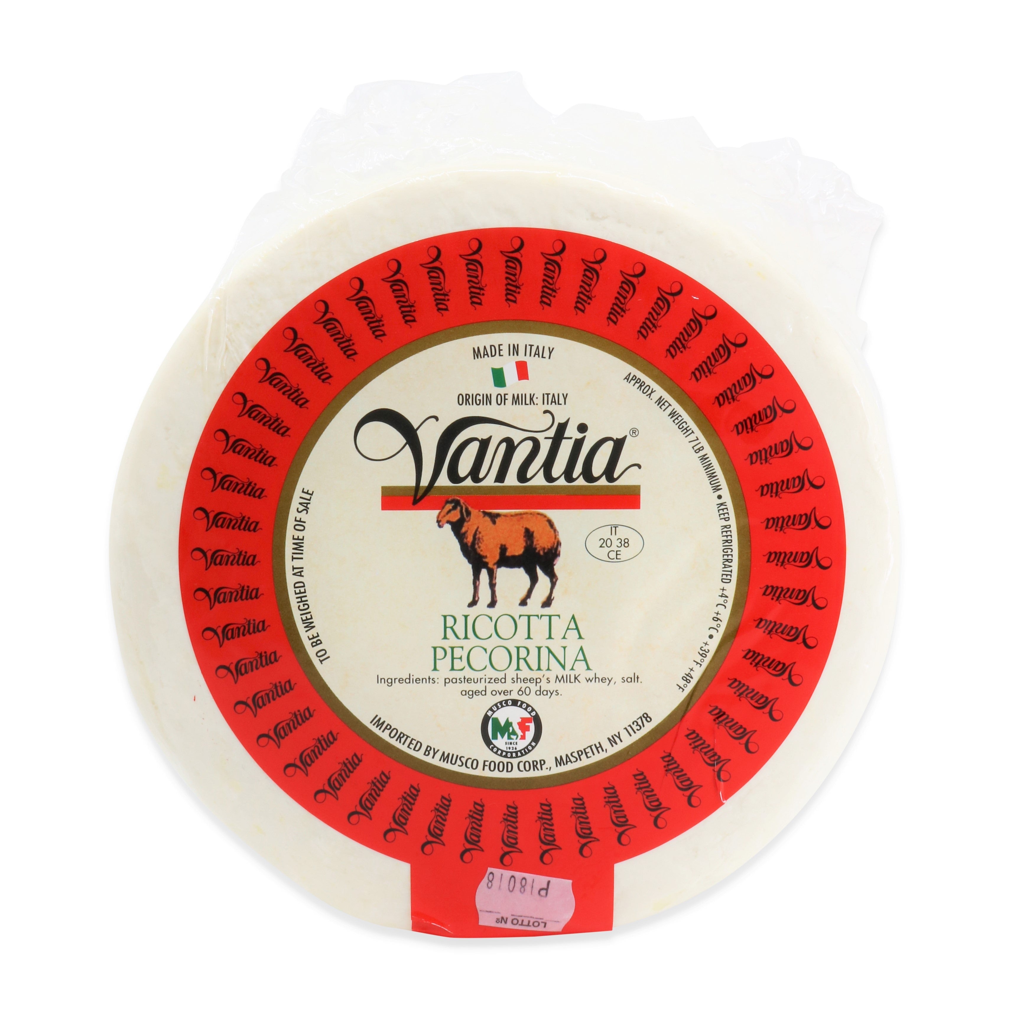 Vantia Ricotta Salata for Eating Cheese 8 LB