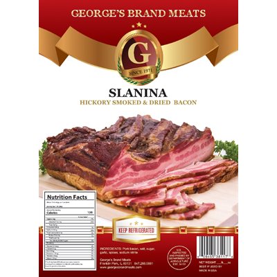 Wholesale GEORGE'S Smoked Bacon (Slanina) Approx. 20lb case-1 Ct Case Bulk