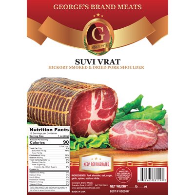 George's Smoked Dried Pork Shoulder (Suvi Vrat) Approx. 20lb case