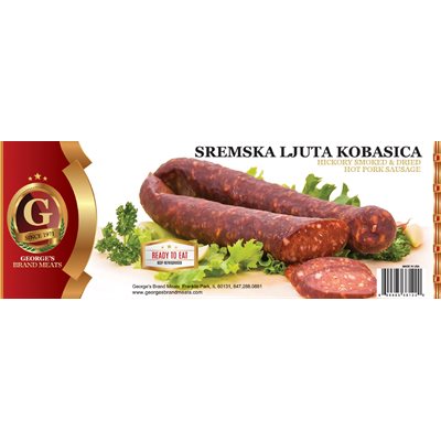 Wholesale George's Hot Pork Dry Sausage (Sremska Ljuta Kobasica) Approx. 20lb case-1 Ct Case Bulk