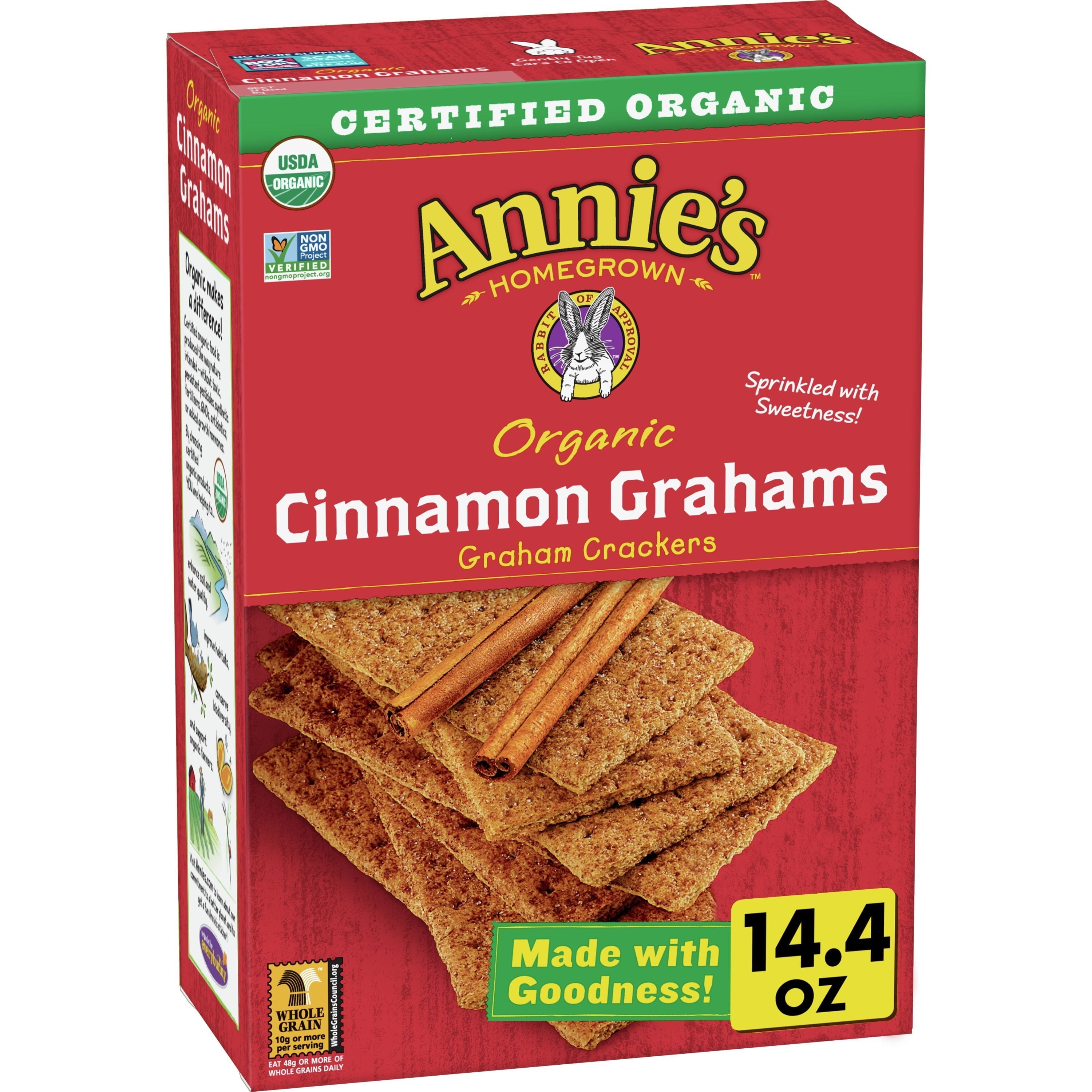 Annie's Homegrown Organic Cinnamon Grahams Crackers 14.4 Oz Box