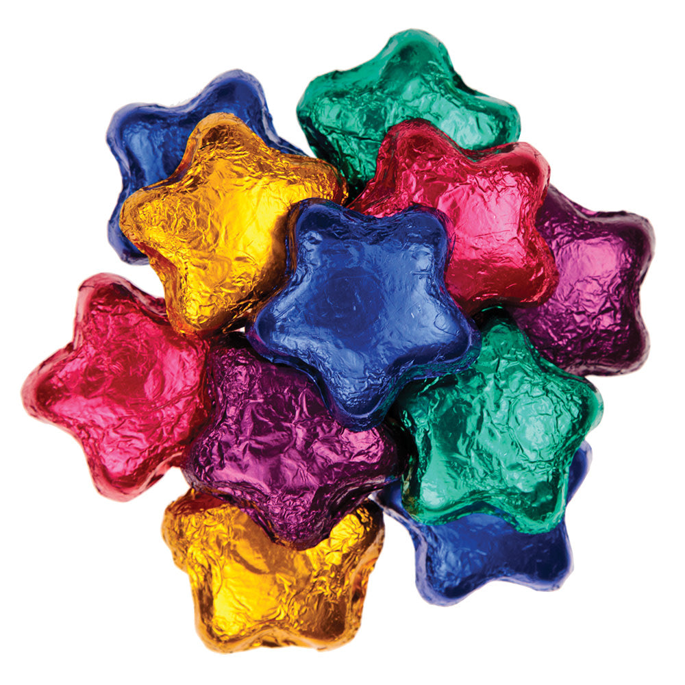Wholesale Madelaine Dark Chocolate Assorted Foil Stars- Bulk