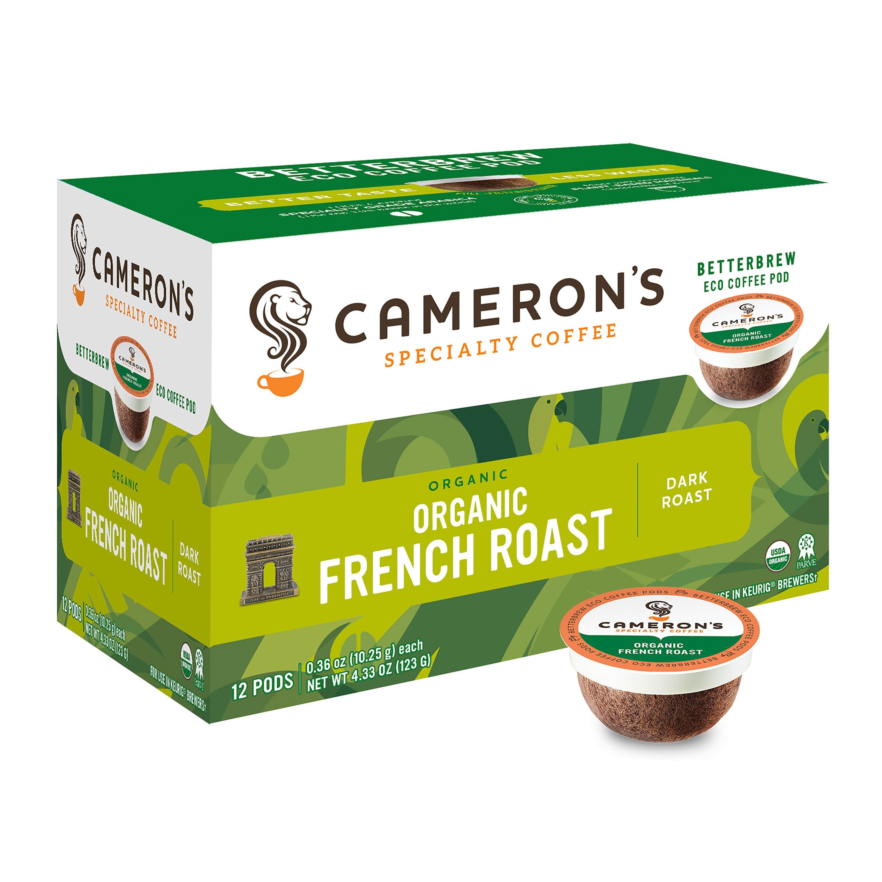 Camerons 100% Organic French Roast Single Serve Dark Roast 12 Ct Box