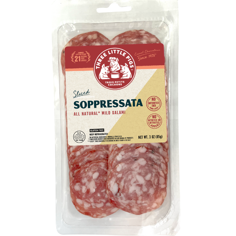 Les Trois Petits Sliced Soppressata 3oz 12ct