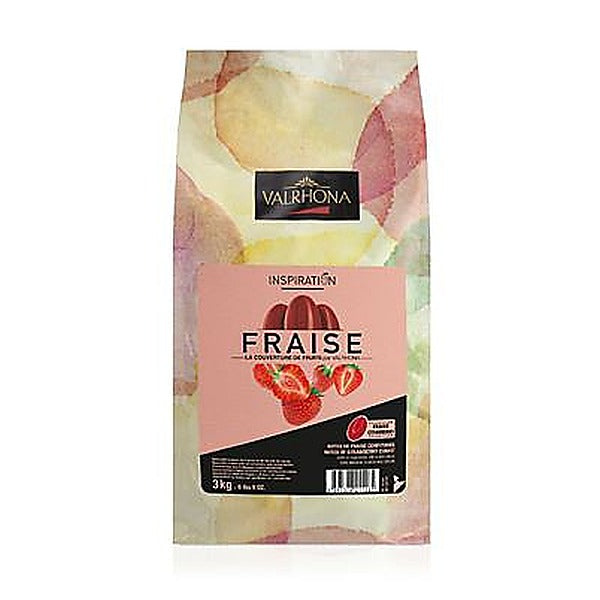 Wholesale Valrhona Inspiration Fraise Strawberry Feves 3 kg-1ct Case Bulk