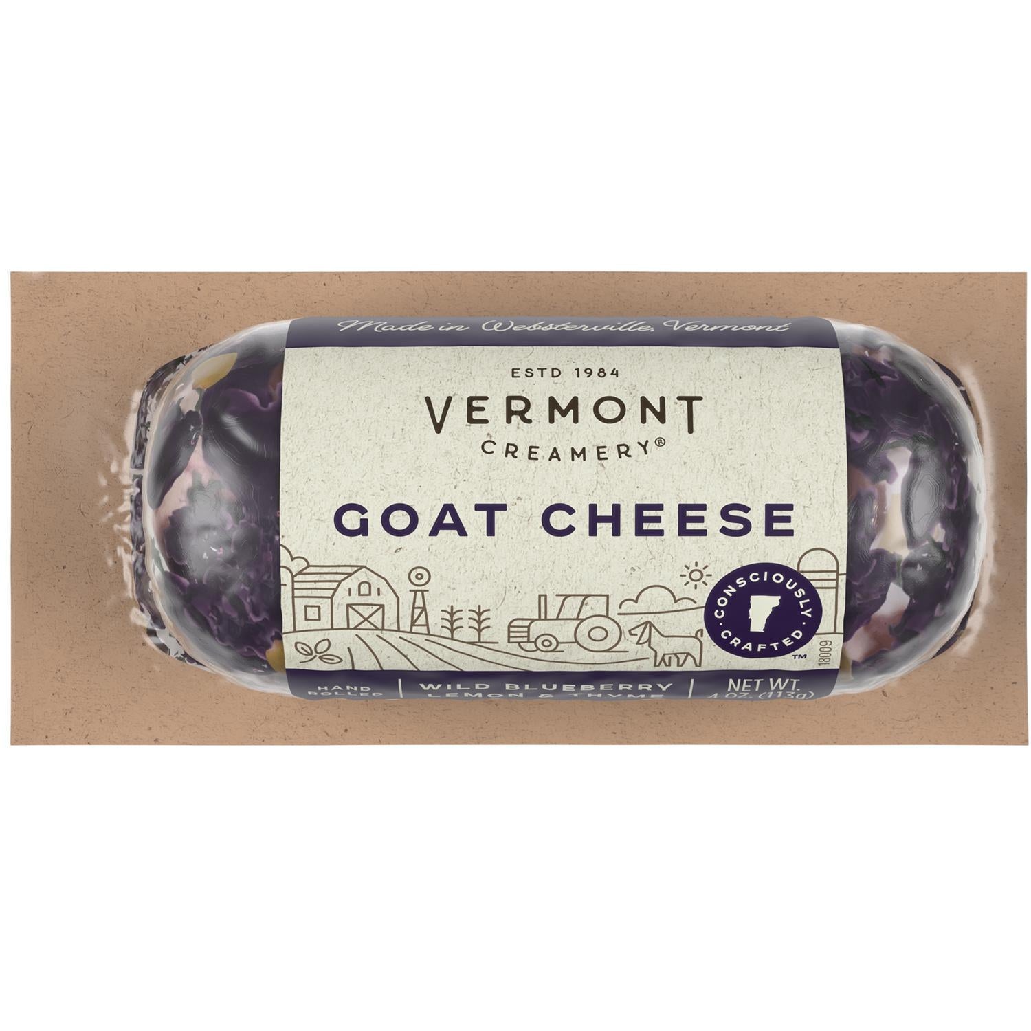 Vermont Creamery Goat Cheese Blueberry Lemon & Thyme 4 Oz Log