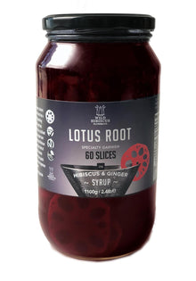 Wholesale Wild Hibiscus Lotus Root Slices in Hibiscus & Ginger Syrup 2.4 lb Jar-4ct Case Bulk