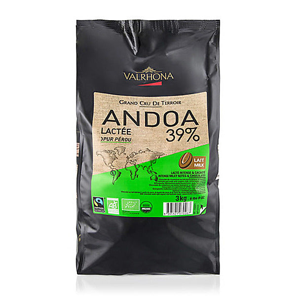 Wholesale Valrhona Grand Cru de Terroir Andoa Lactee Feves 6.6 lbs-1ct Case Bulk